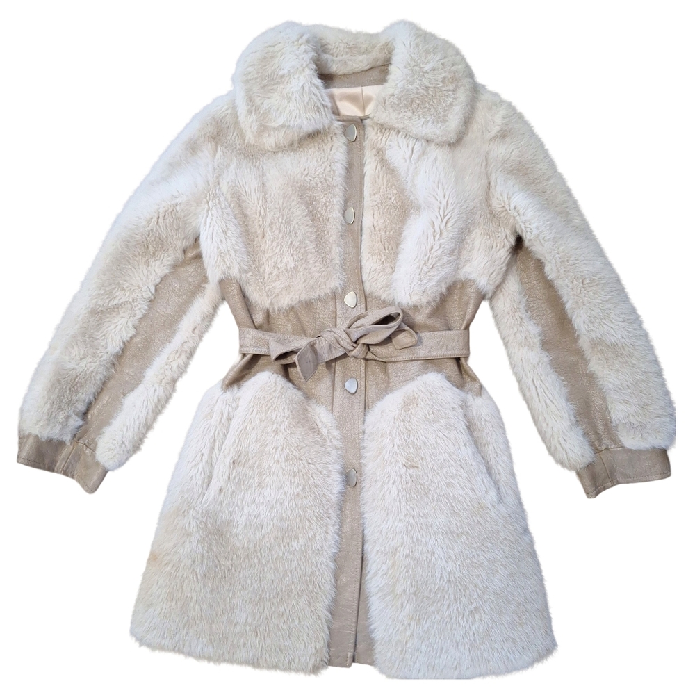 Vintage 60s 70s Penny Lane Faux Fur Winter Coat - Picture 2 of 11